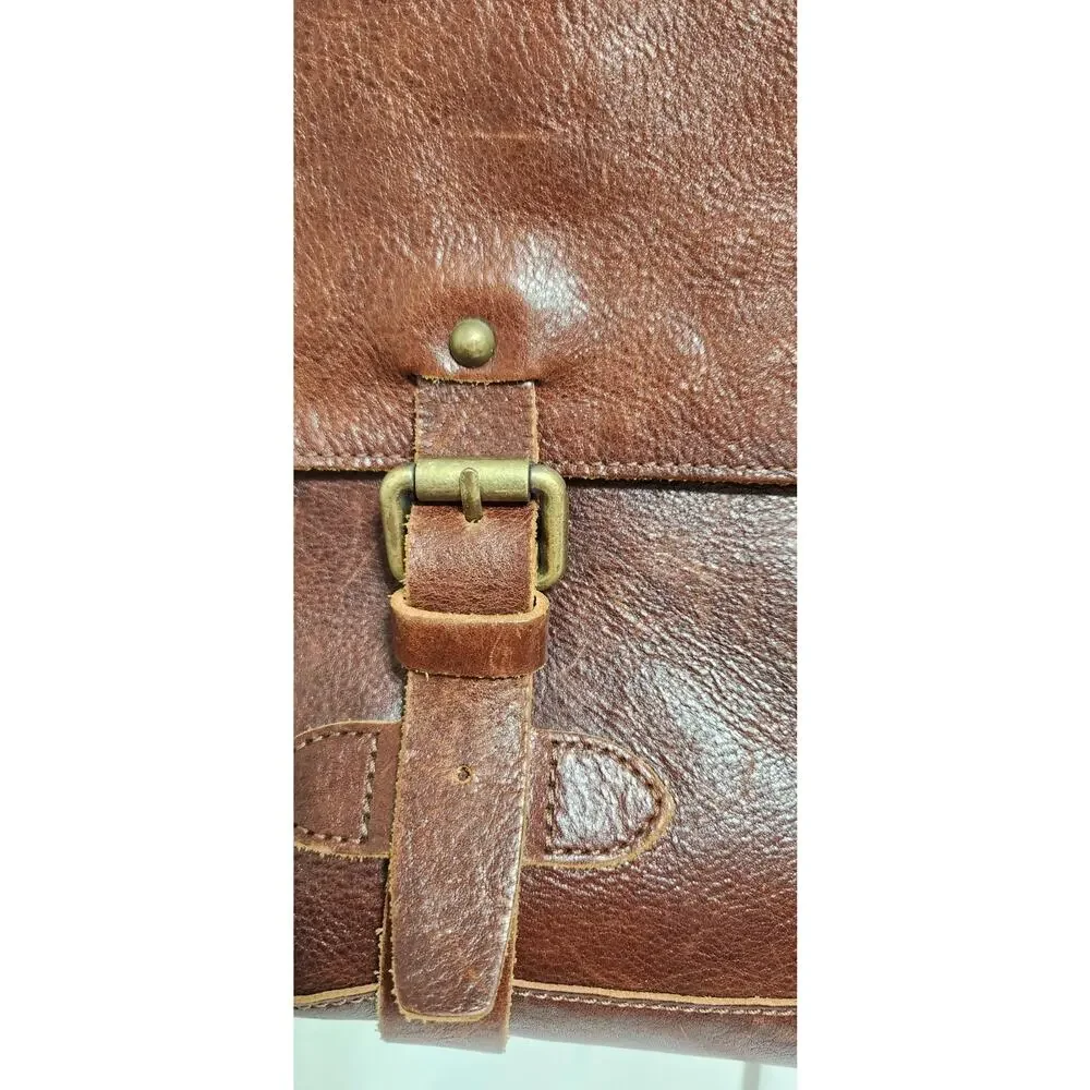 Johnston Murphy Vintage Brown Leather Laptop Briefcase Messenger Bag - Picture 7 of 13